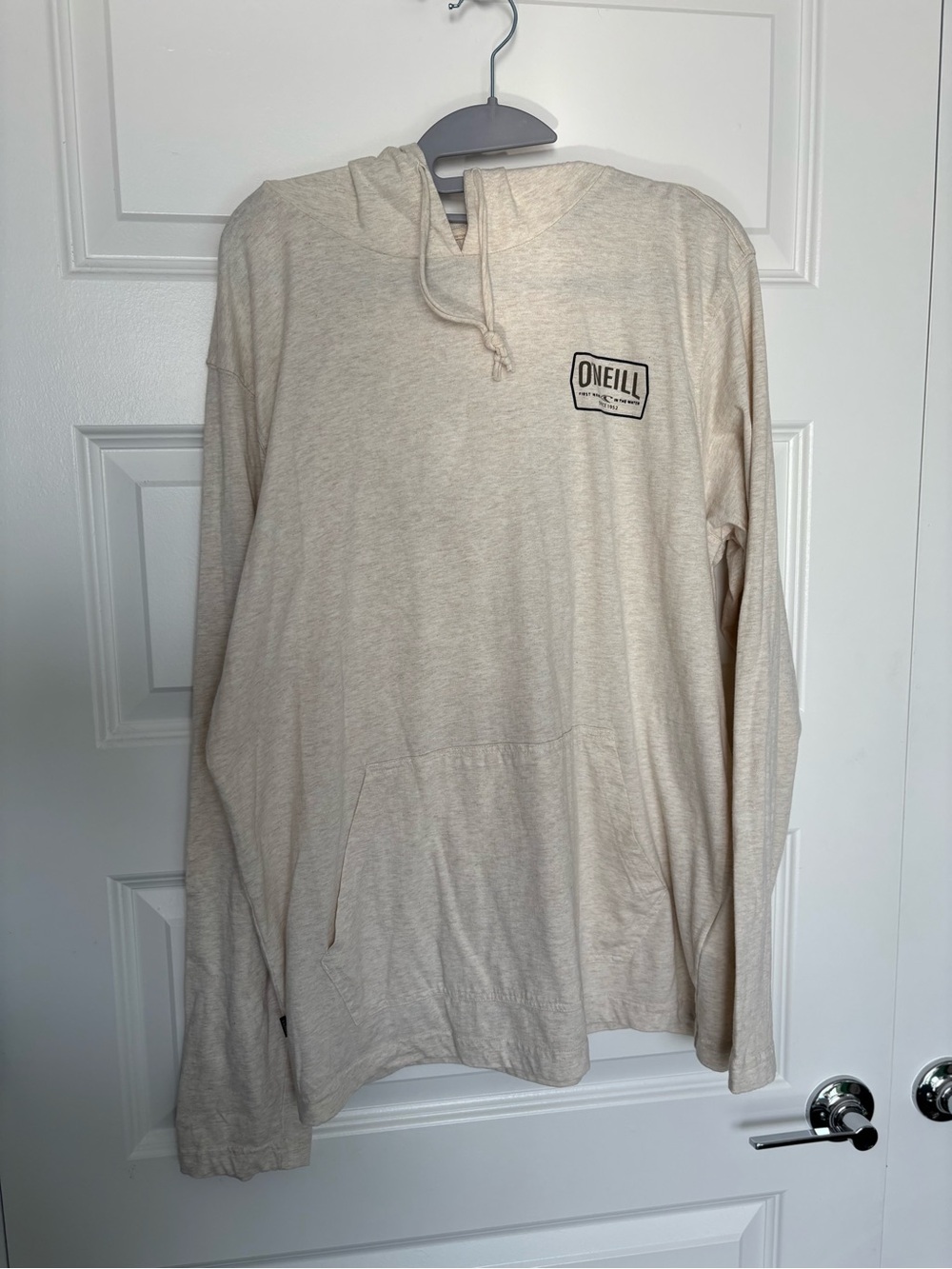 O'Neill Men's Light Cream Hooded Long Sleeve Pullover shirt